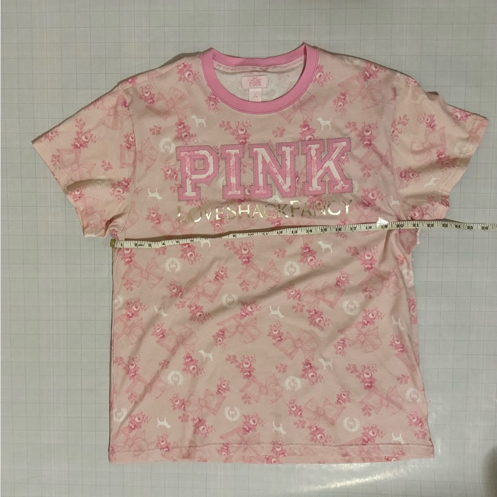 Victoria's Secret PINK x LoveShackFancy Campus Cotton Tee size medium nwt - Picture 9 of 11